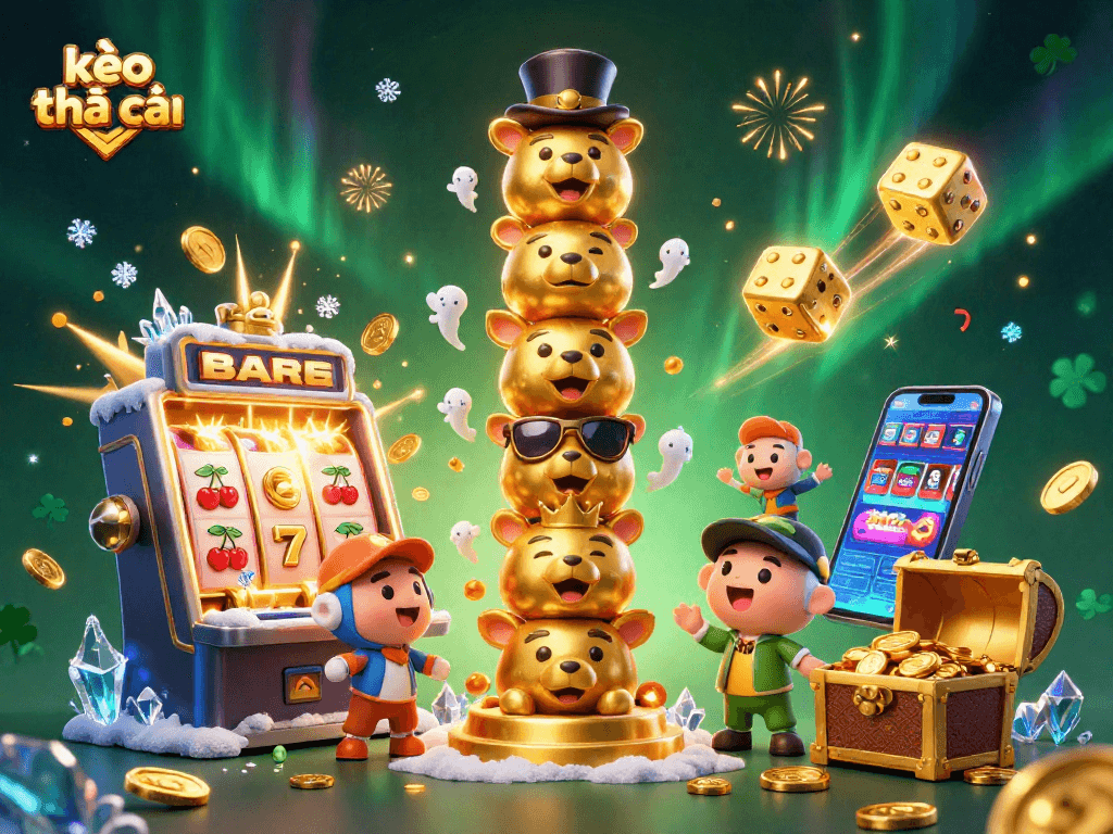 Engage with exciting kèo nhà cái experiences through a colorful and dynamic casino illustration.