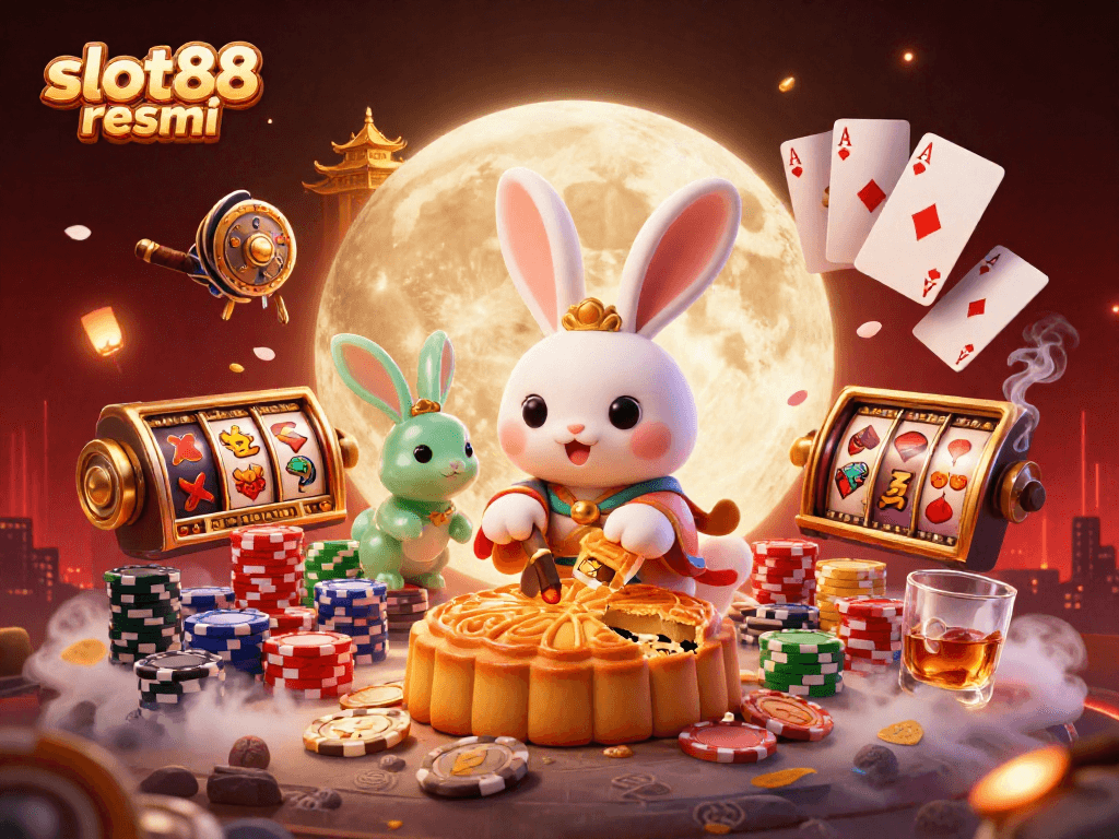 Experience slot88 resmi in a vibrant and dynamic 3D casino scene with engaging characters.