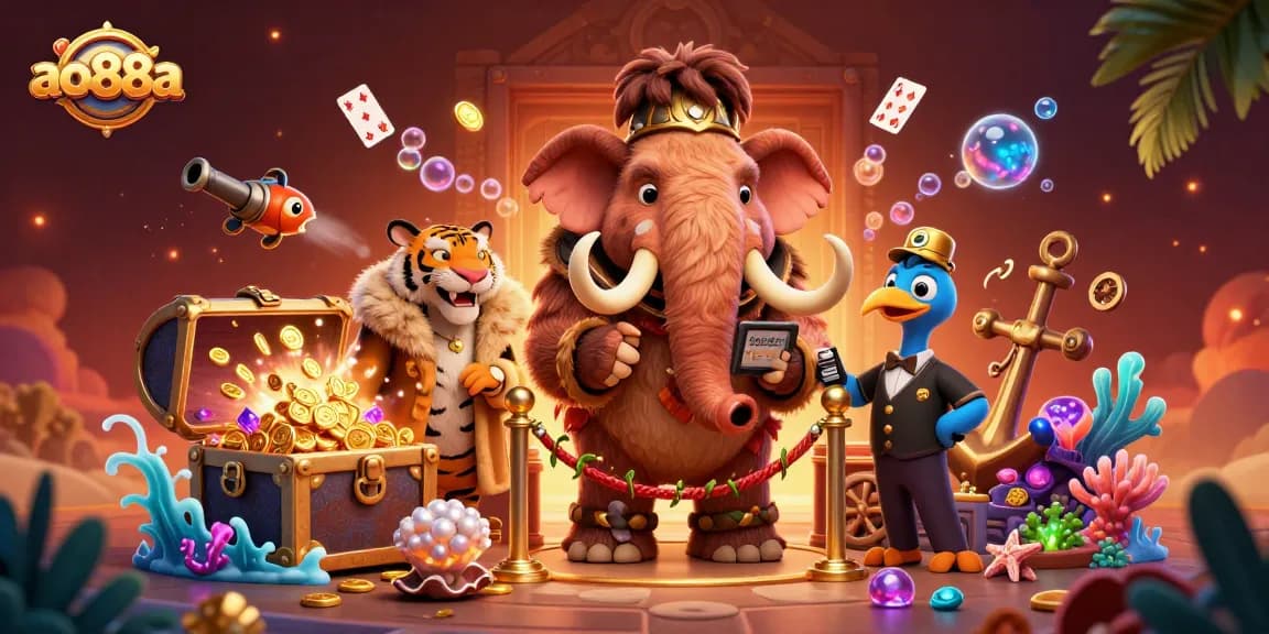 Celebrate wins with ao88a at a vibrant casino scene featuring unique characters and dynamic game elements.