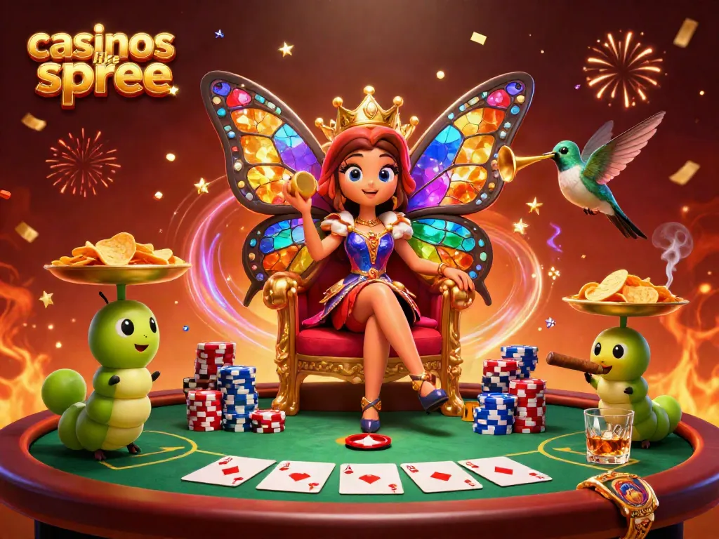 Experience exciting games like Spree in a vibrant cartoon casino setting with colorful characters and rich details.
