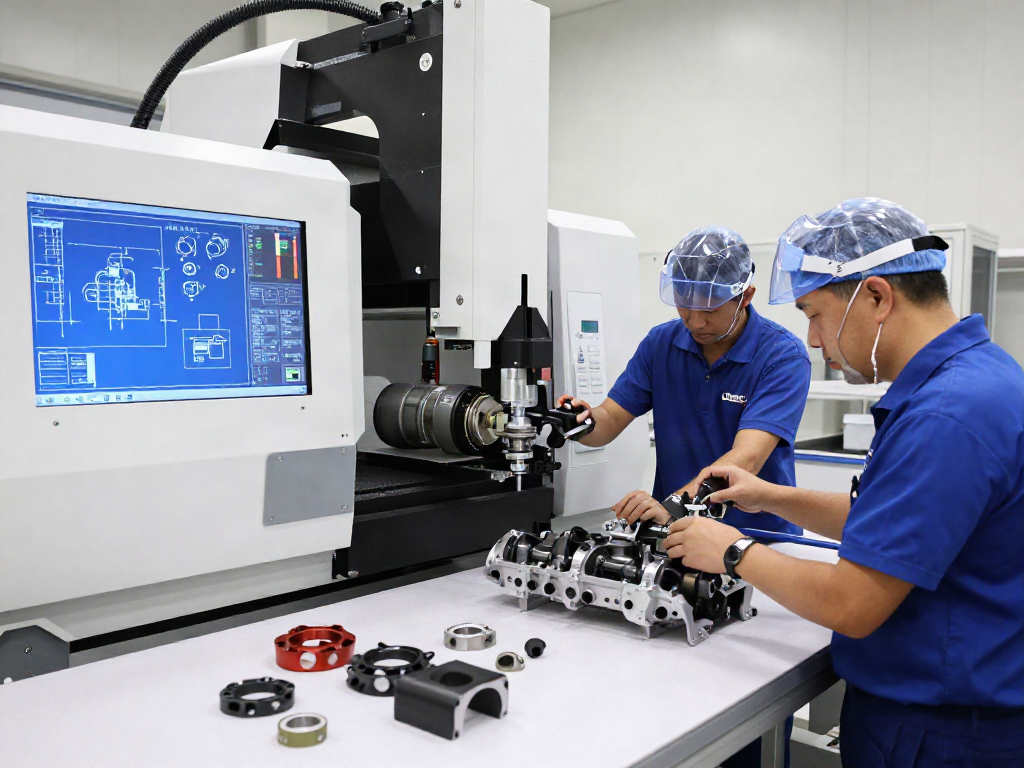Leading aerospace CNC parts manufacturers at work, showcasing precision machining and assembly of aerospace components.