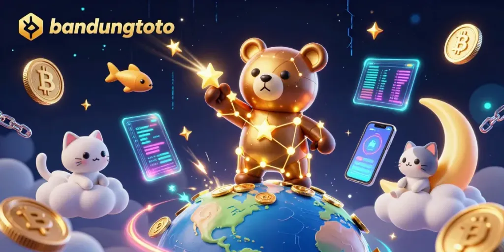Experience the thrill of gambling with bandungtoto as a constellation bear scoops coins under a starry sky, symbolizing wealth.