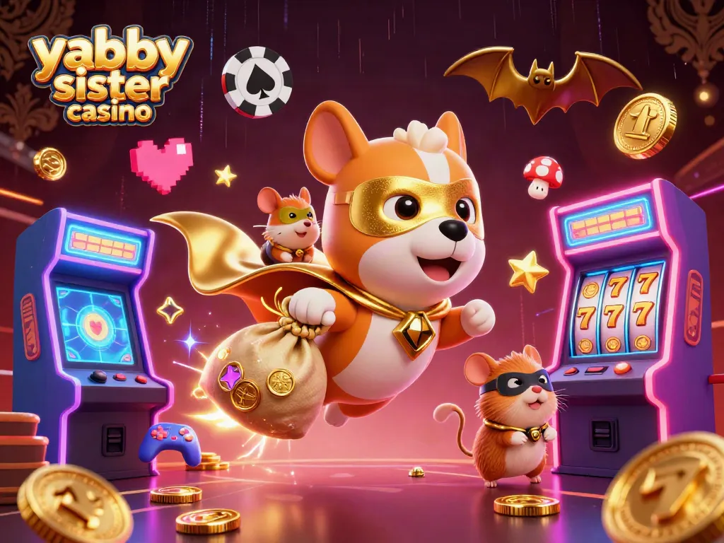 Engage with the exciting action of yabby sister casino featuring a superhero dog soaring with gold coins.