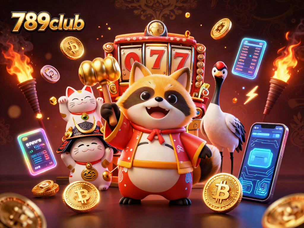Engage in thrilling gameplay with 789club's vibrant casino elements featuring lucky symbols.