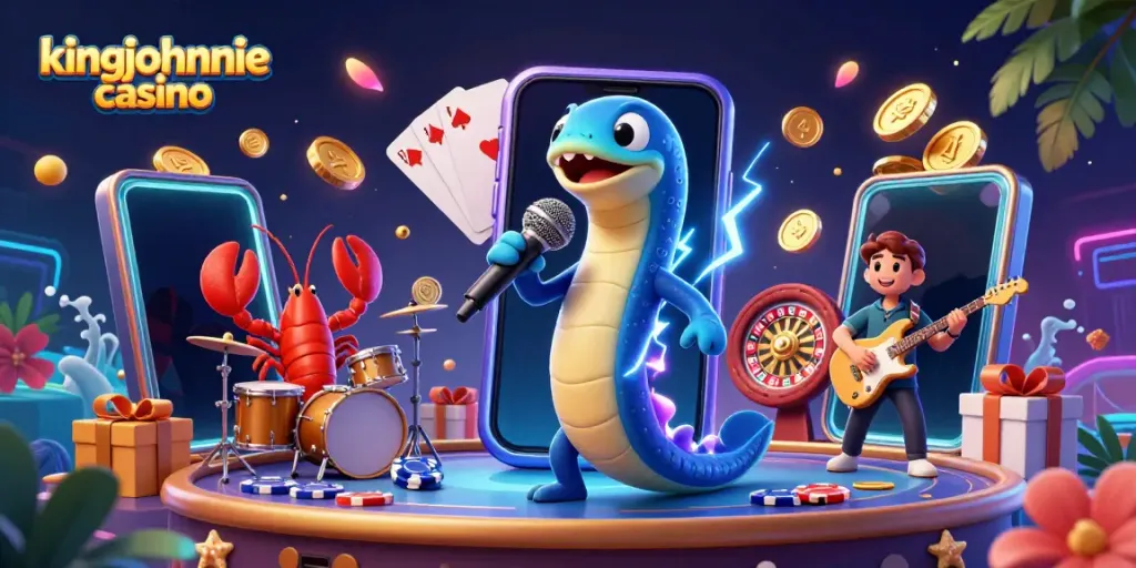Experience vibrant fun at kingjohnnie casino with a lively underwater DJ performance scene.