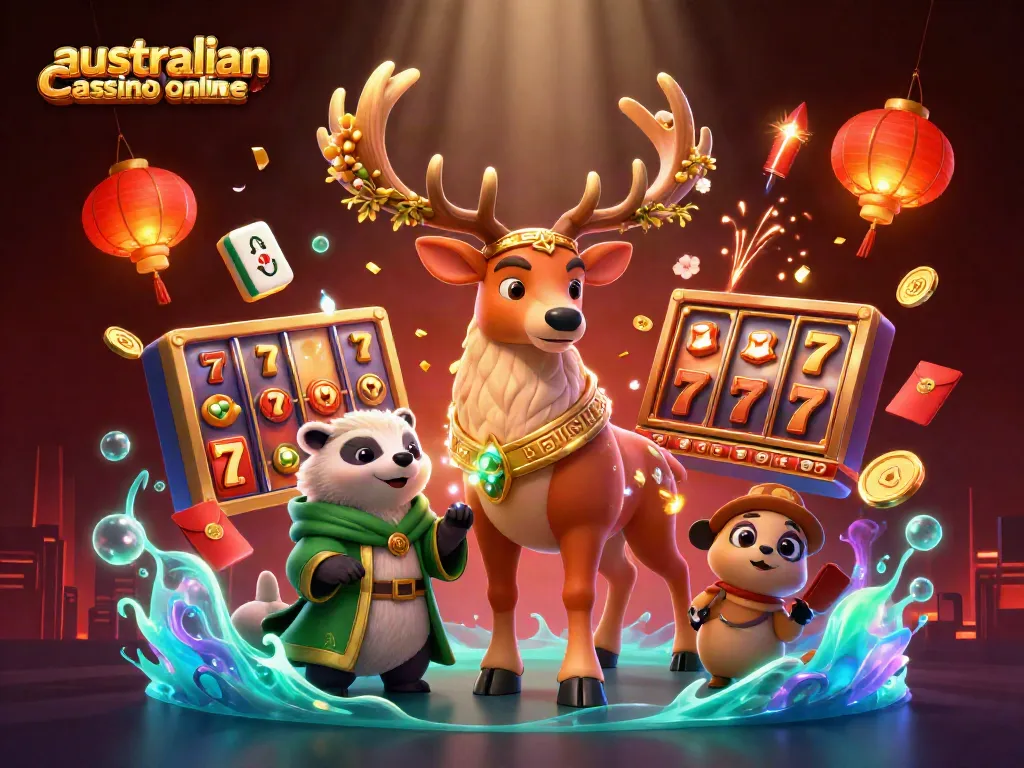 Experience thrilling gameplay at an australian casino online with vibrant characters and engaging casino elements.