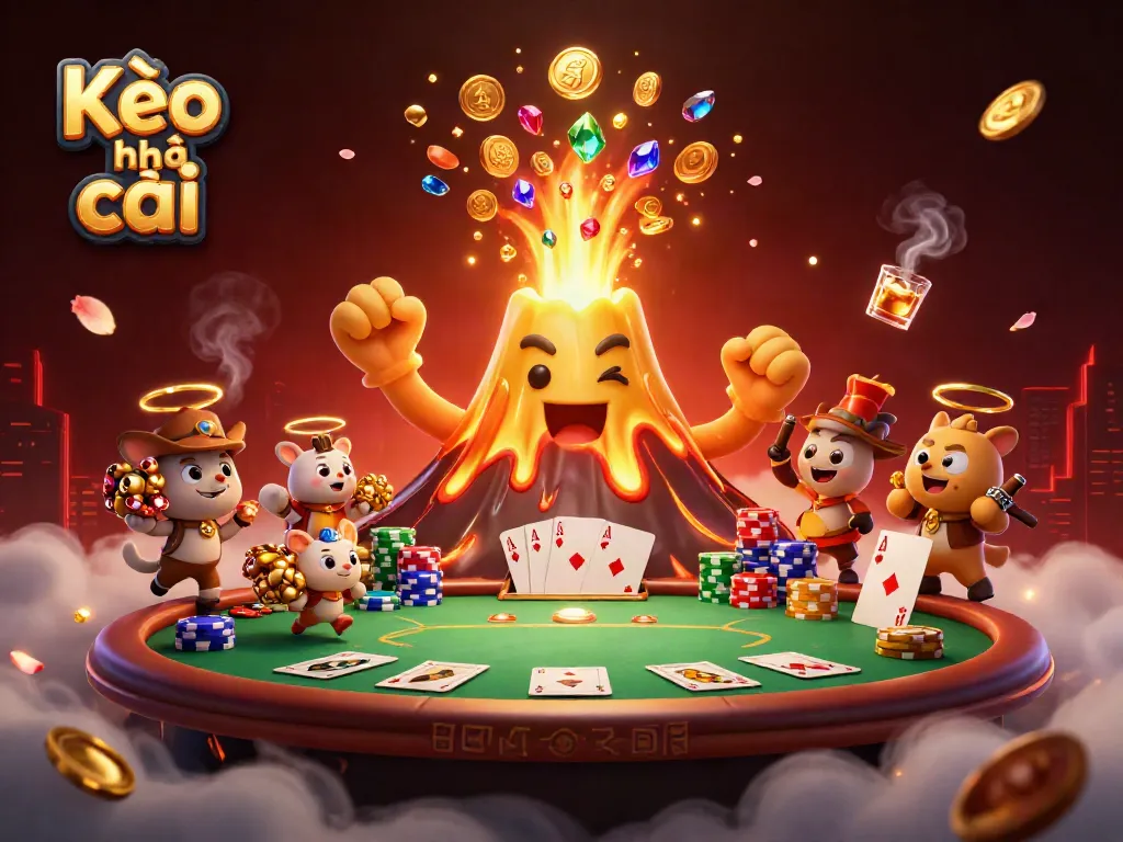 Experience thrilling Kèo nhà cái action amidst erupting treasures and exciting gameplay elements