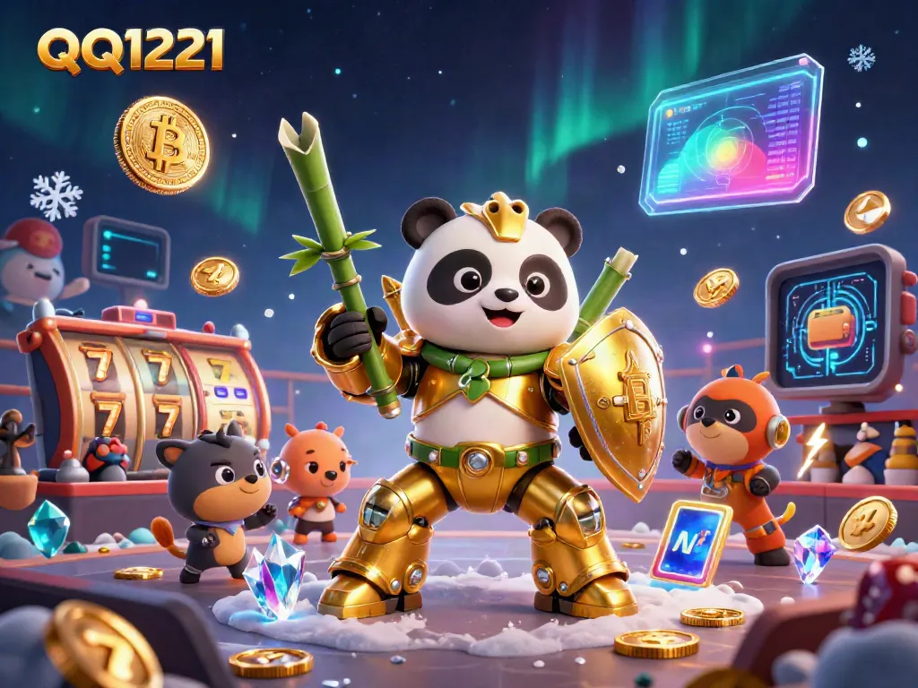 Engage with QQ1221's vibrant online slots, showcasing action-packed gameplay and dazzling neon elements.