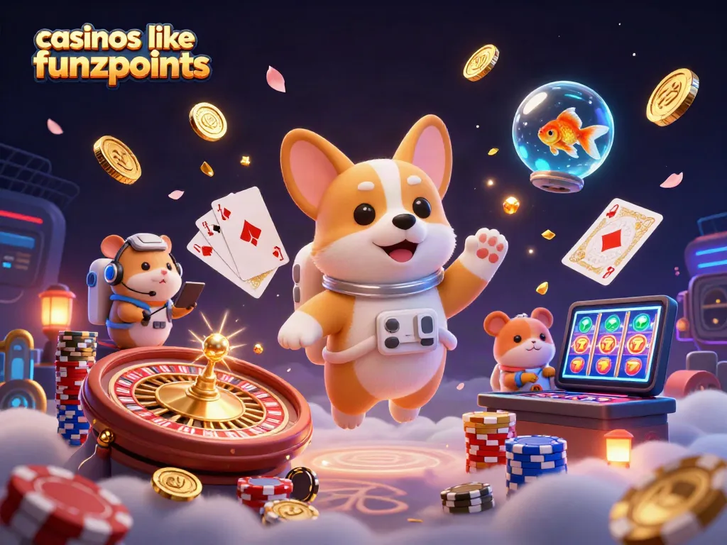 Spin and win at casinos like funzpoints with floating coins and vibrant gaming elements.