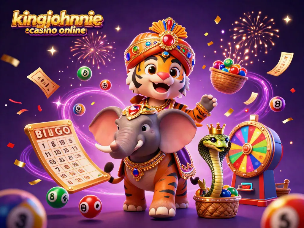 Experience the excitement at kingjohnnie casino online with vibrant lottery elements and a majestic scene.