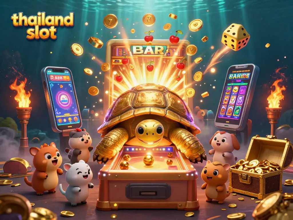 Experience the thrill of thailand slot gaming in a vibrant 3D cartoon scene filled with excitement.