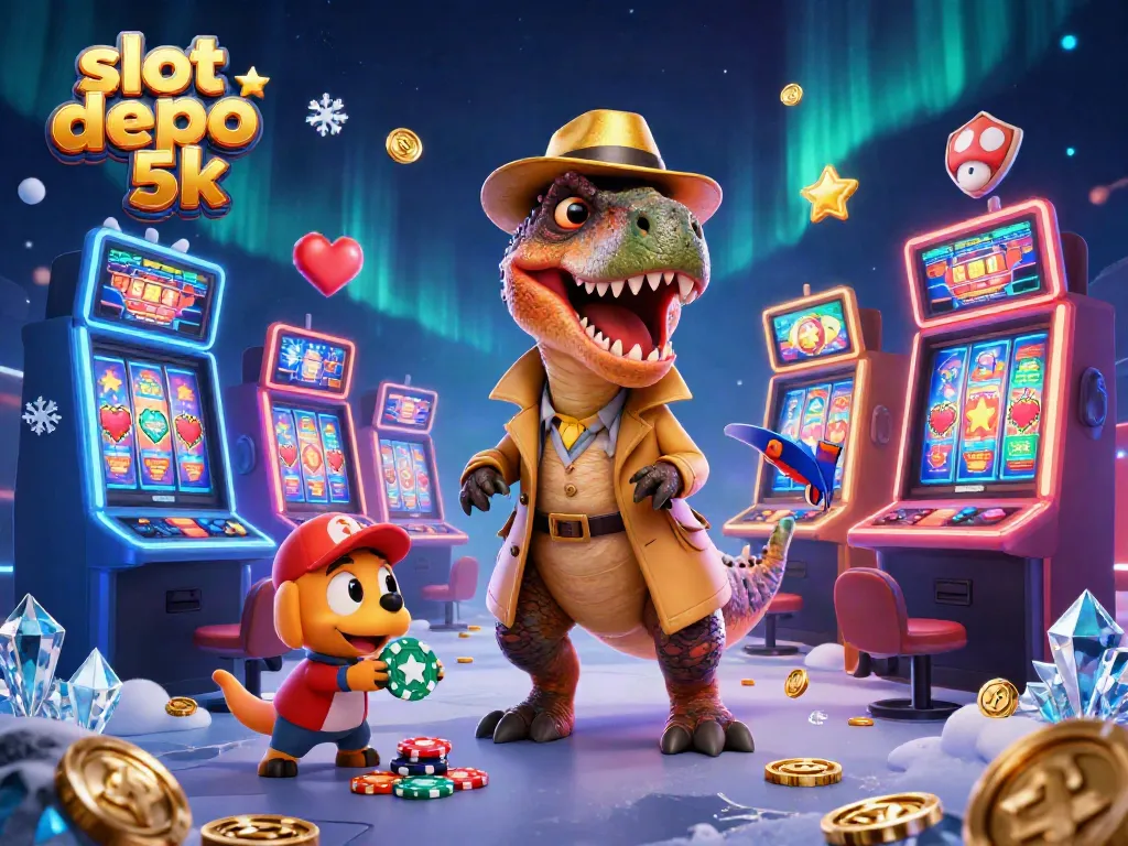 Watch the action unfold at slot depo 5k as a velociraptor attempts to blend in at a slot machine table.