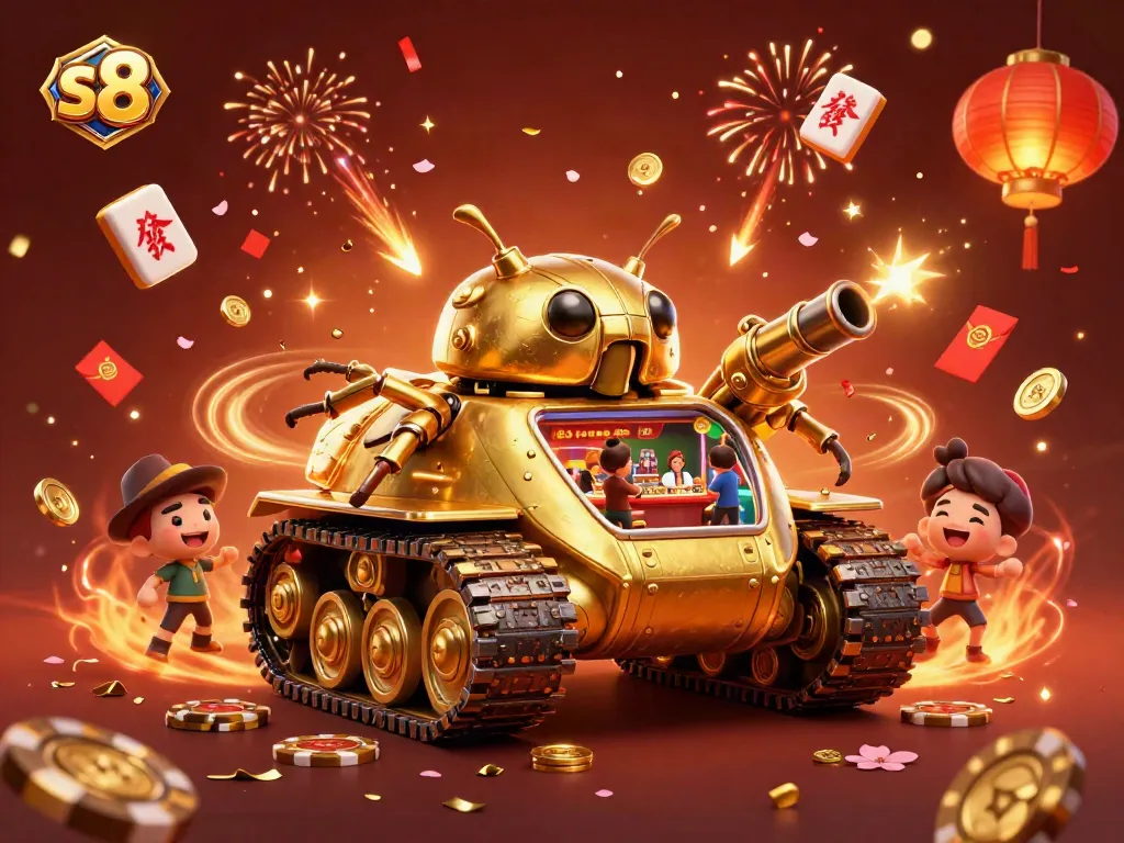 Experience high-stakes fun with s8's golden beetle casino tank, filled with joy and luck.