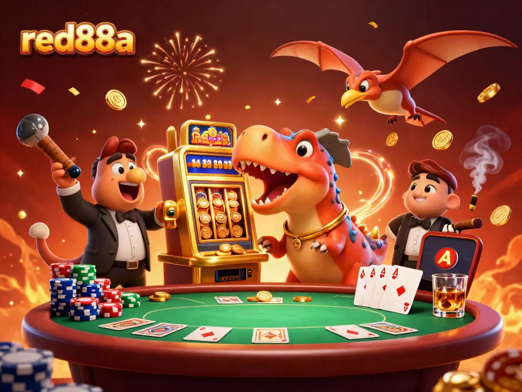 Experience thrilling wins at red88a with this vibrant casino scene featuring unique characters.