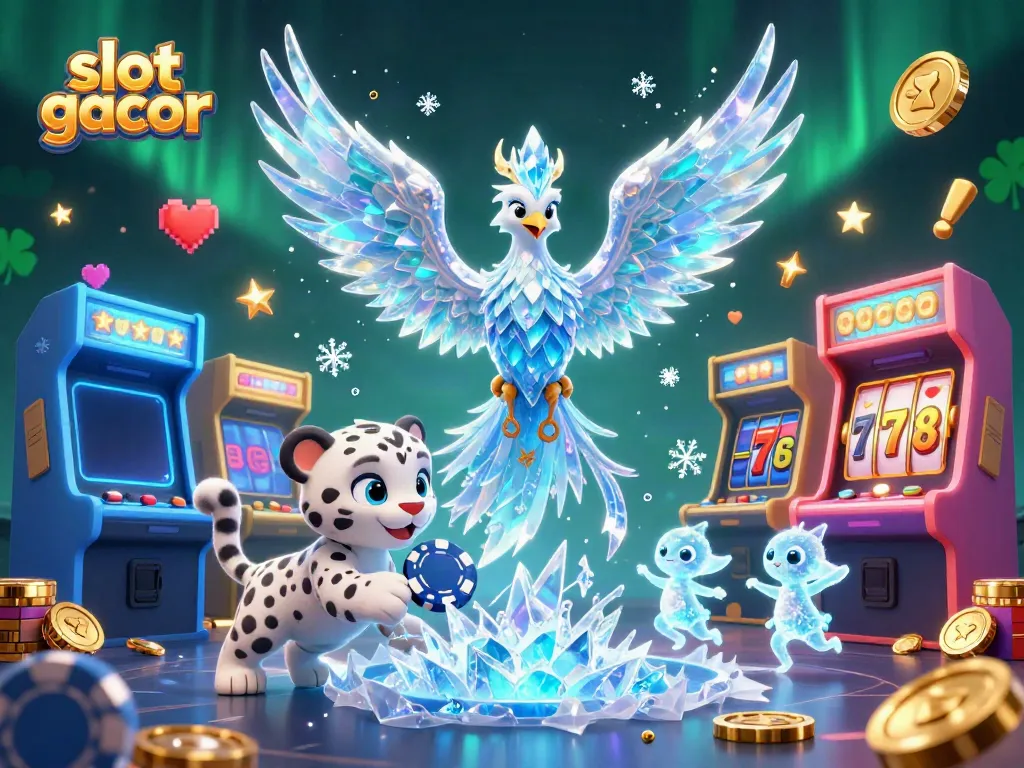 Experience slot gacor excitement with a vibrant 3D casino atmosphere showcasing a colorful, lively scene.