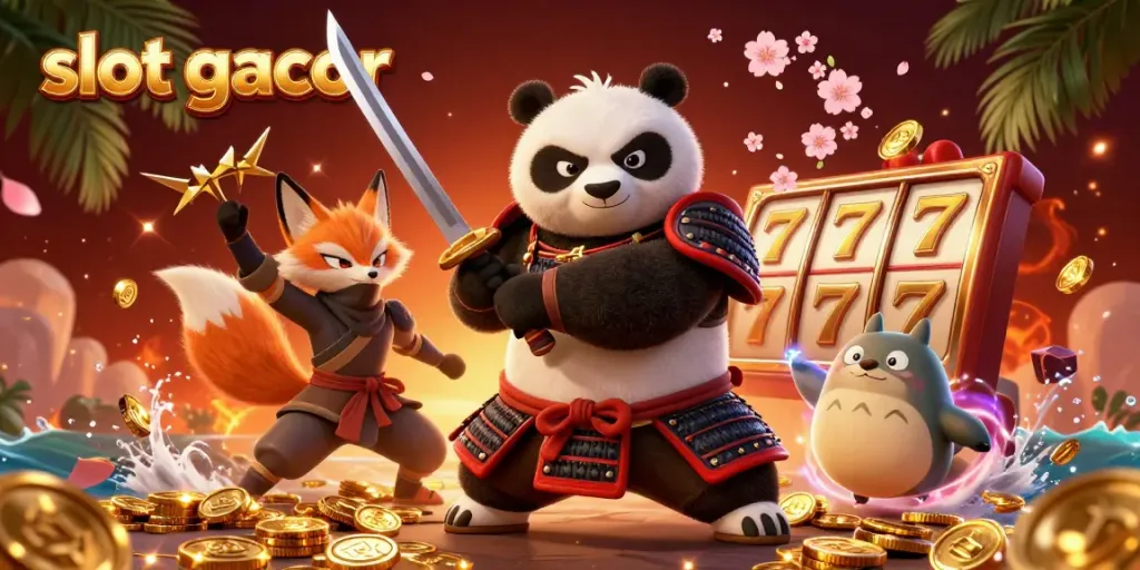 Engage with the vibrant slot gacor scene featuring a samurai panda, ninja fox, and magical tanuki.