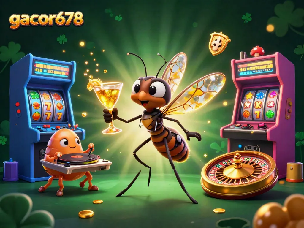 Spin and win with gacor678's vibrant casino gaming scene highlighting unique characters and elements.