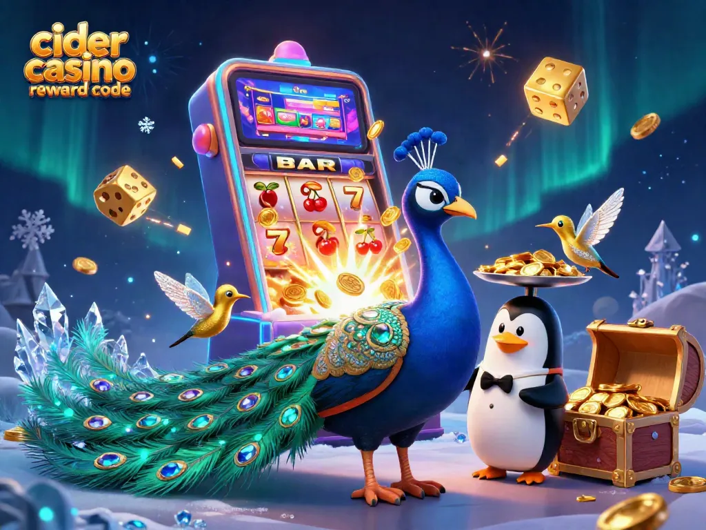 Cider casino reward code showcased in a vibrant 3D casino scene with engaging characters and rich elements.