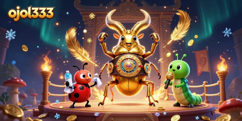 Engage with ojol333 in a thrilling action scene of cartoon beetles and ladybug sports elements.