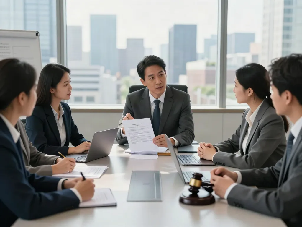 Arrest Warrant Lawyer Dubai consulting with clients in a modern office setting.