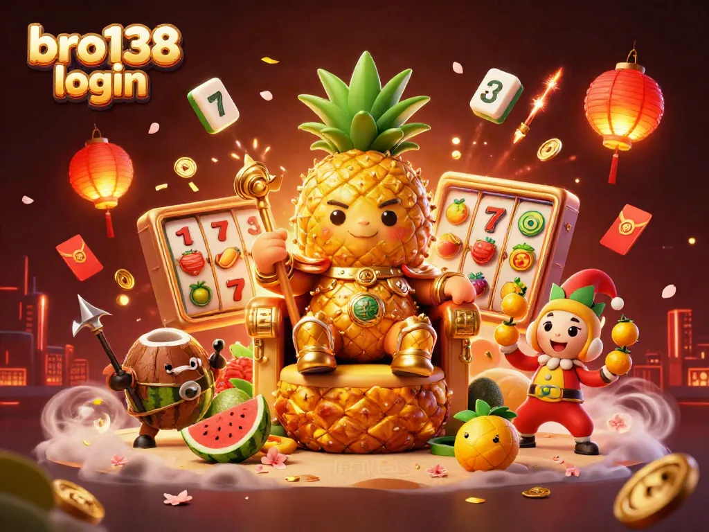 Spin to win with bro138 login amid vibrant 3D casino scene full of excitement.